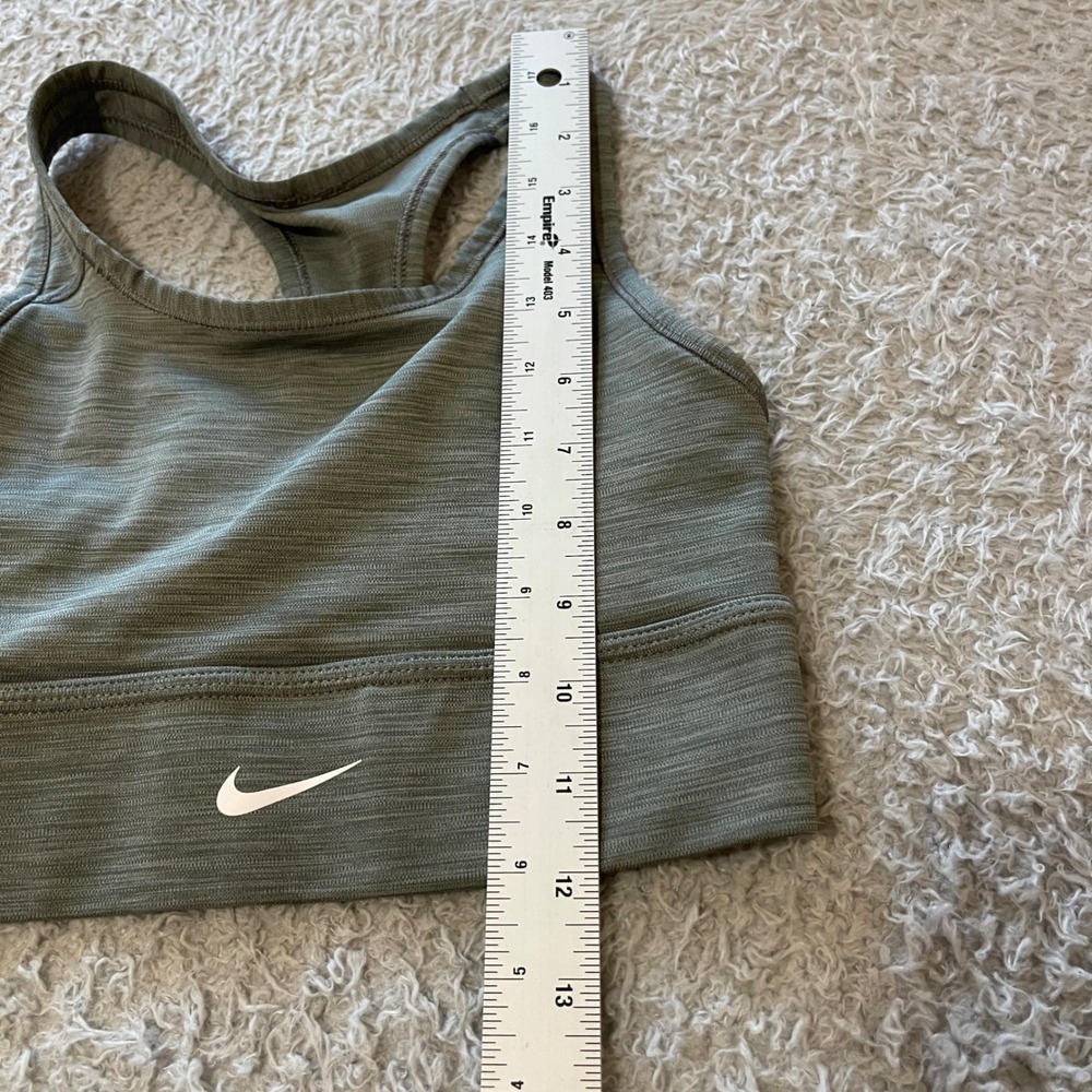 Nike Womens XS Heathered Olive Green Racerback Sports Bra Space Dye Swoosh - Picture 5 of 8